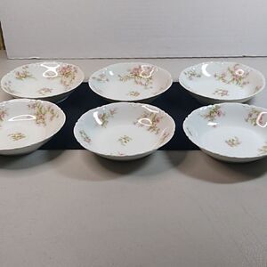 Antique Haviland France Limoges Berry/sauce Bowls Pink Rose (6)